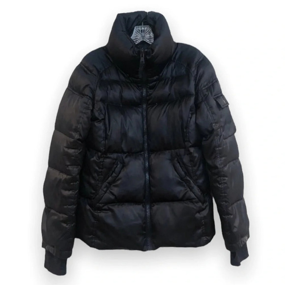 S13 Black Designer Winter Classic Down Puffer Coat Women's Large - Picture 1 of 12